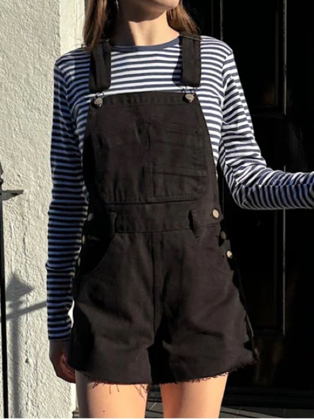 Brandy Melville Hayley Black Denim Short Overalls